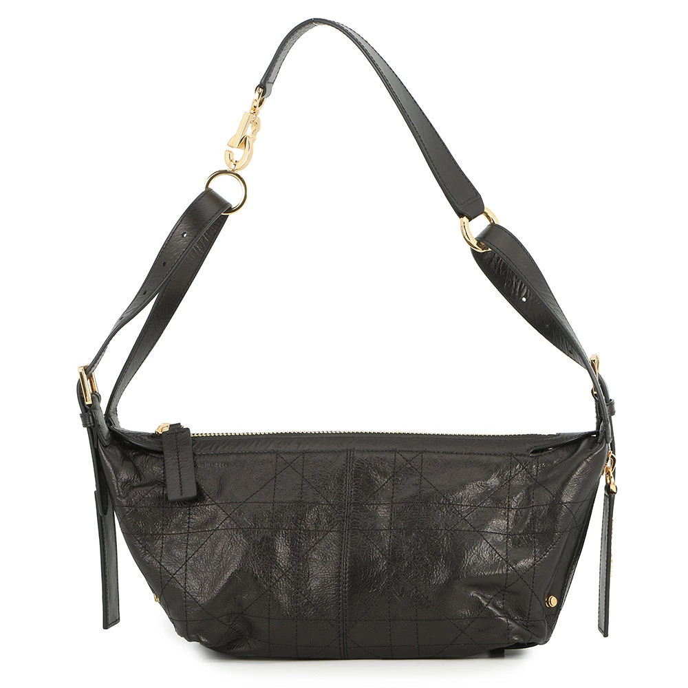 Christian Dior Shoulder Bag Flat Cannage Journey One Black